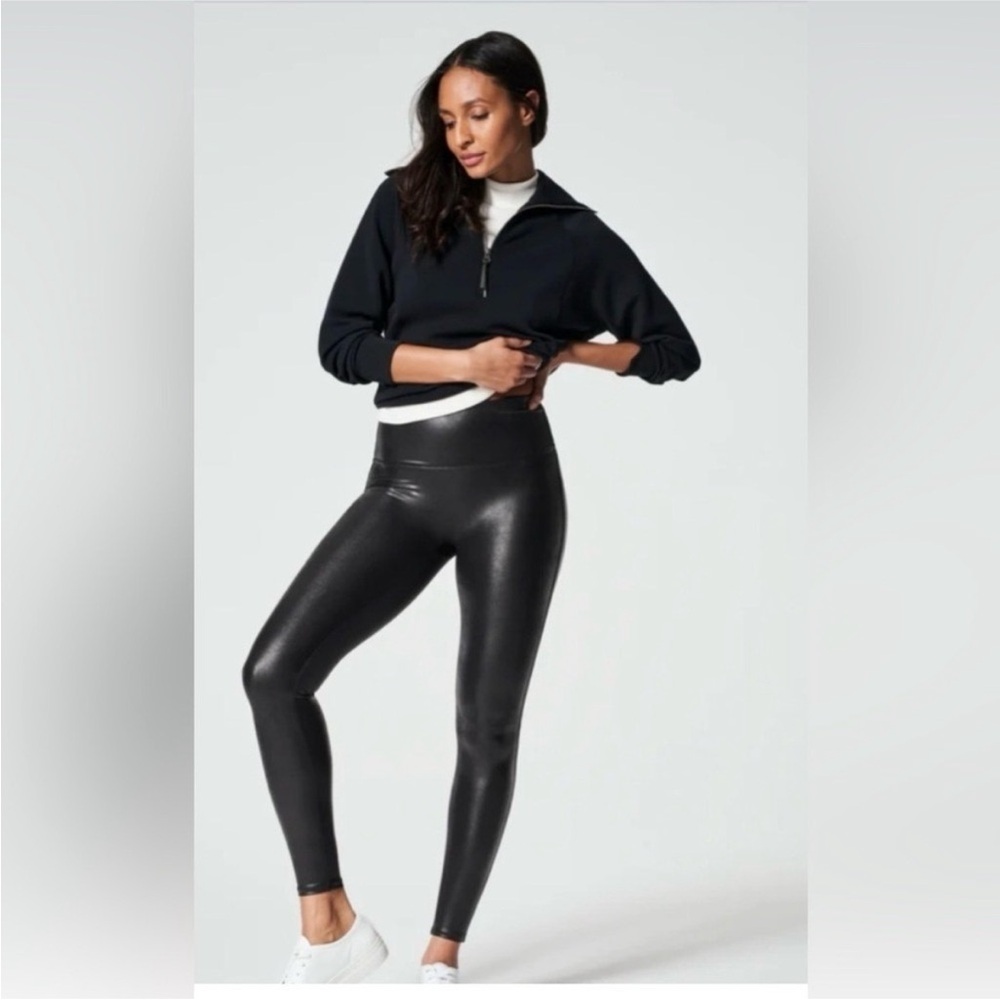 Black Spanx Faux-Leather High-Waist Leggings